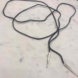 Long black felt choker wrap necklace